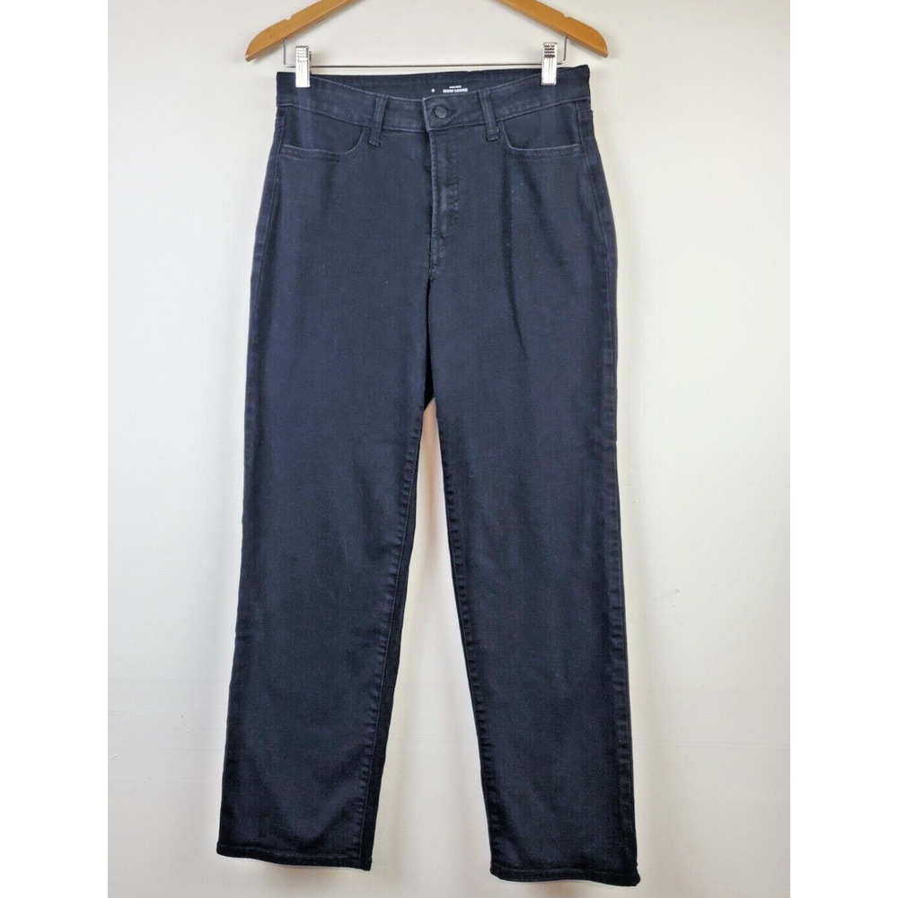 Old Navy‎ Womens 6 High Rise WOW LOOSE Jeans Black Stretch Straight Leg - Picture 2 of 12